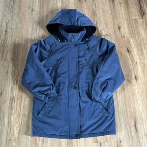 Liz Claiborne Fleece Lined Zip Coat Jacket Sz S Detachable Hood Periwinkle Blue